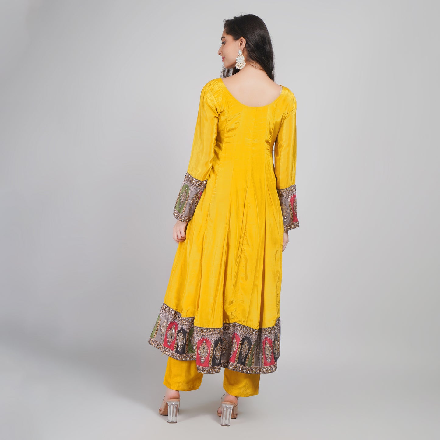 Designer Anarkali with Printed Dupatta & Pants