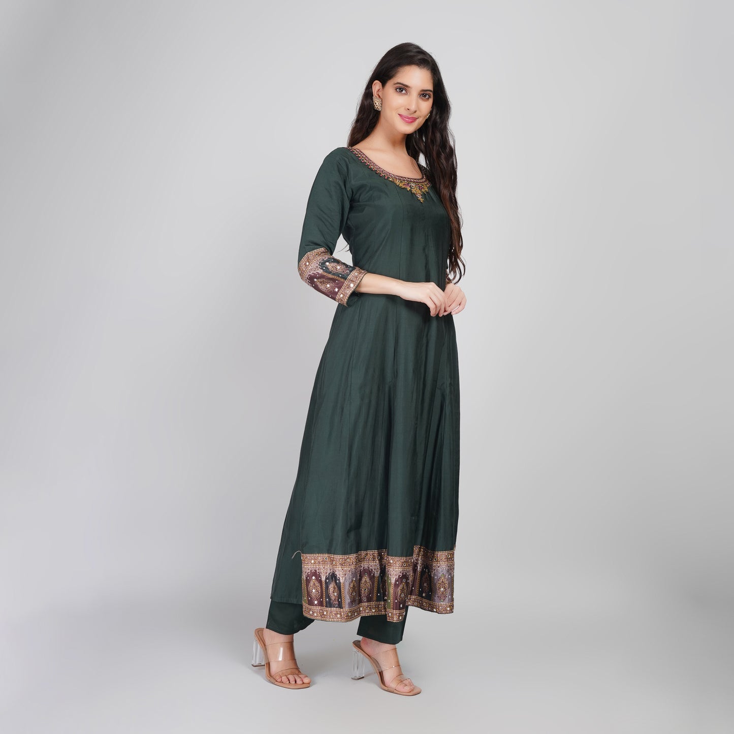 Beautiful Green Anarkali Suit for Festive Occasions