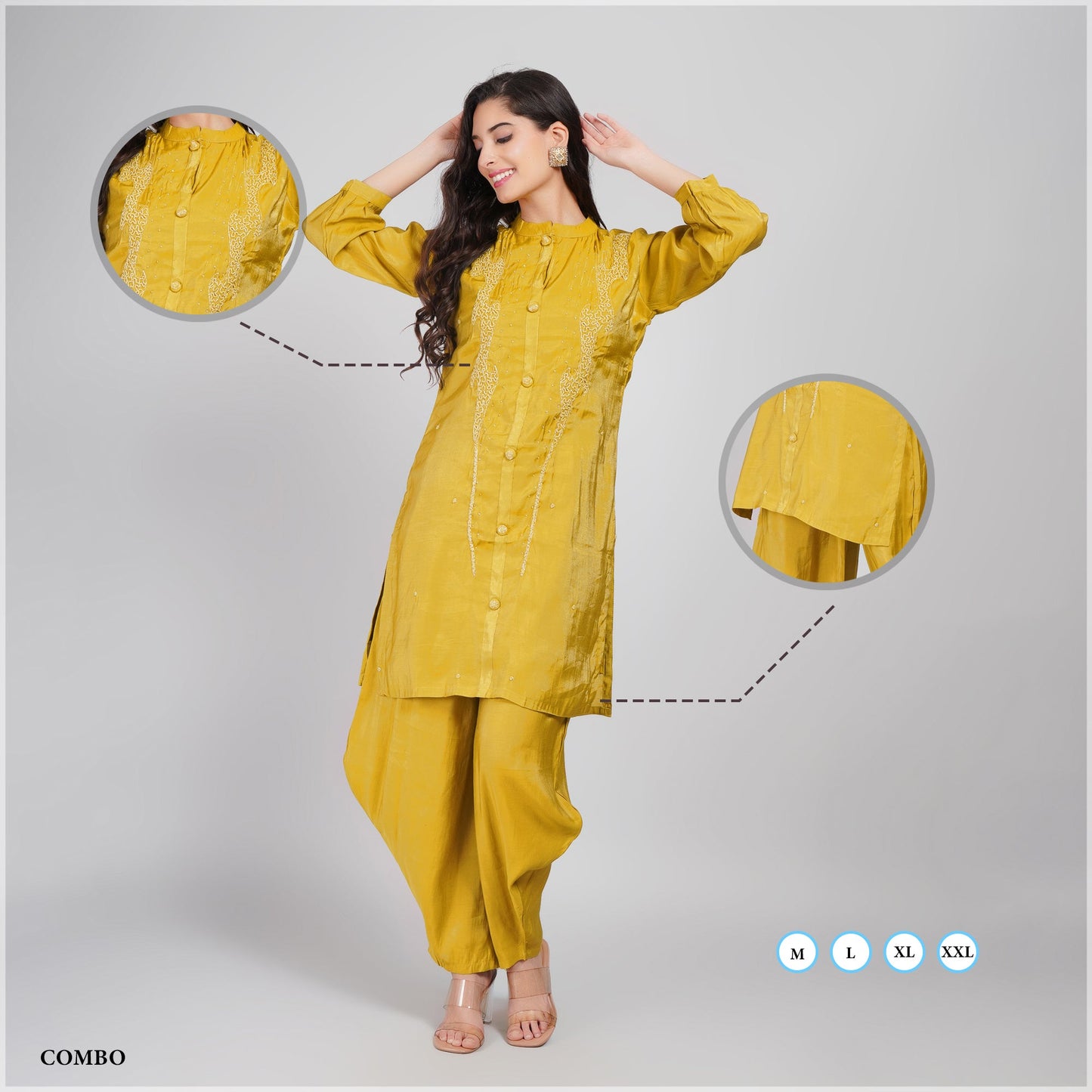 Silk Coord Set with Cutdana & Moti Work