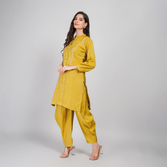 Silk Coord Set with Cutdana & Moti Work