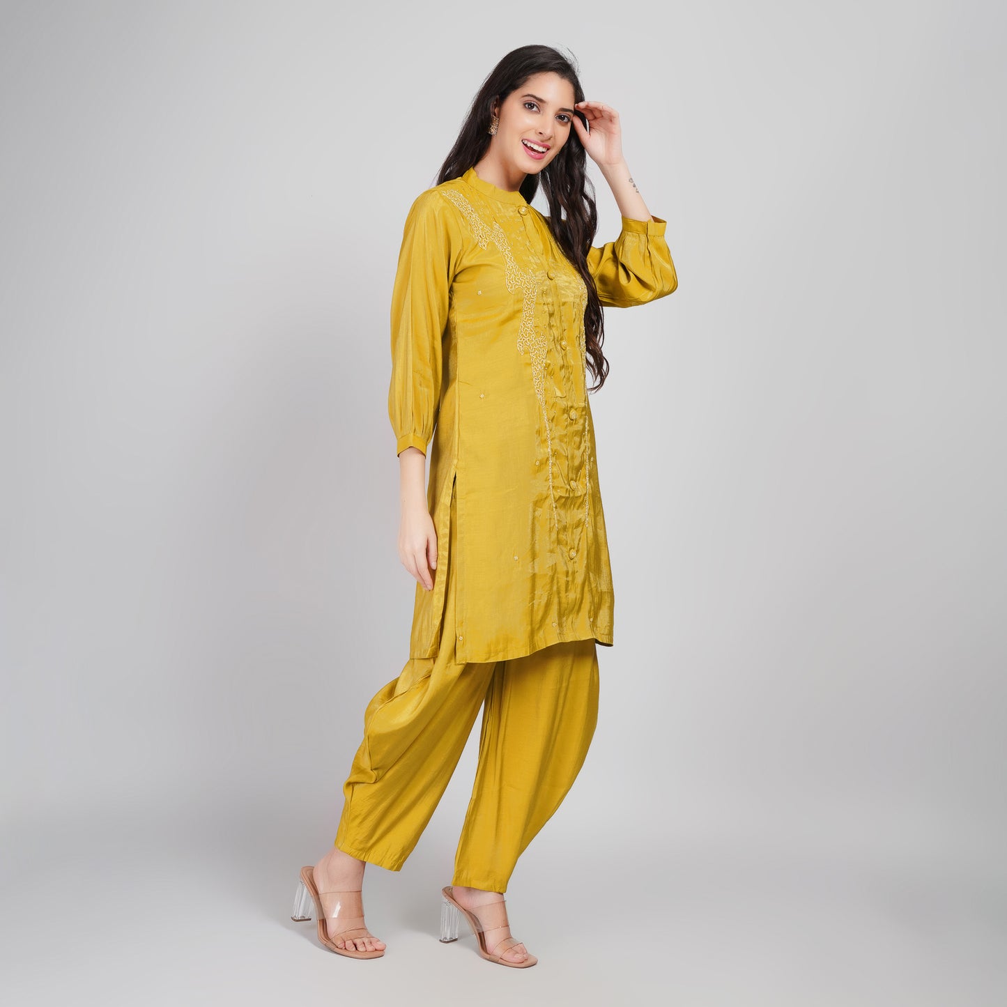 Silk Coord Set with Cutdana & Moti Work