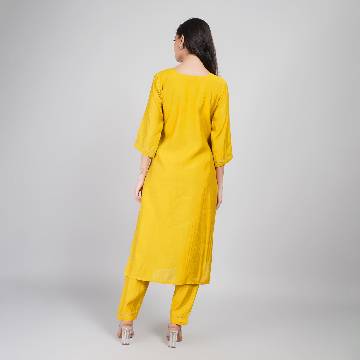 Yellow Mustard Organza Suit Set