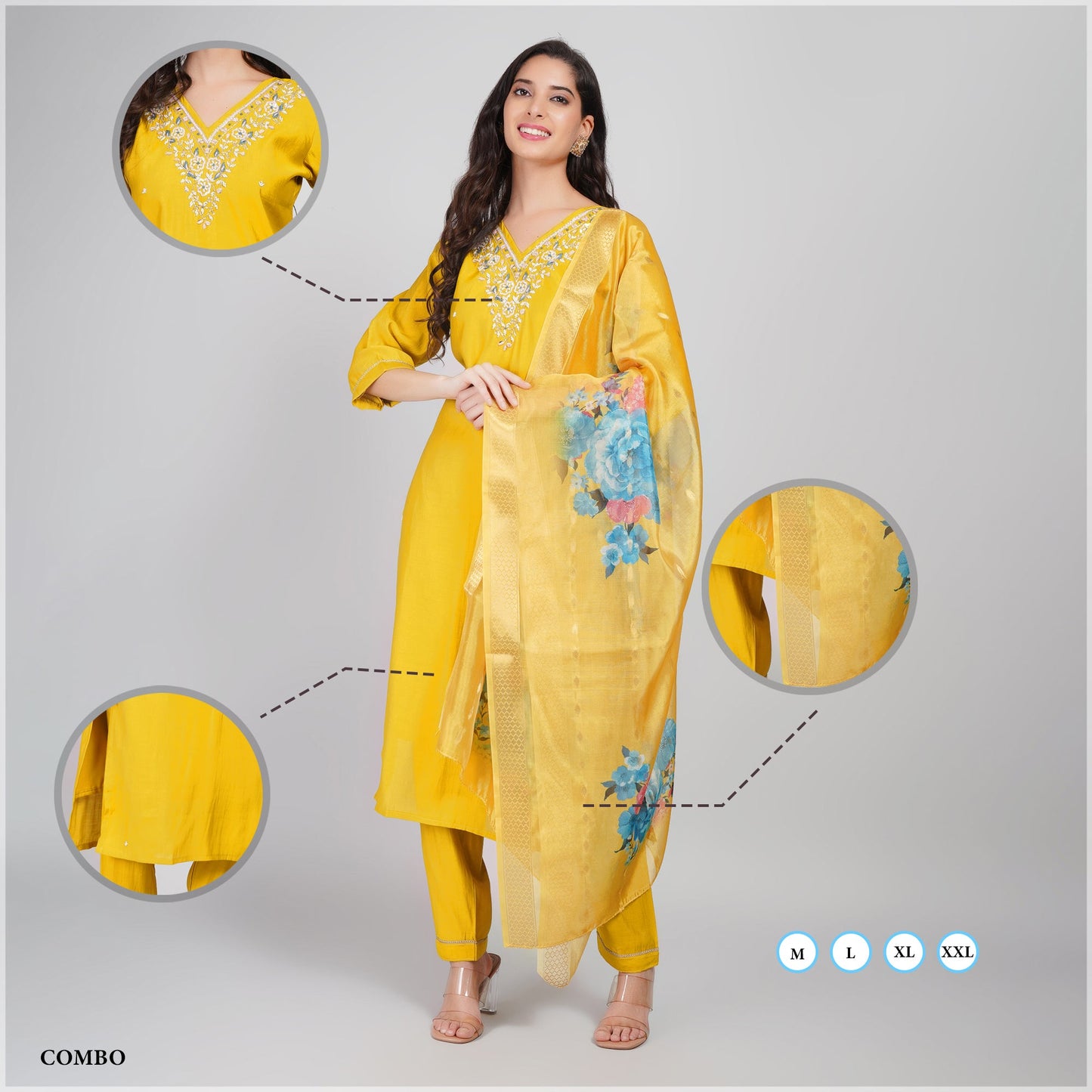 Yellow Mustard Organza Suit Set