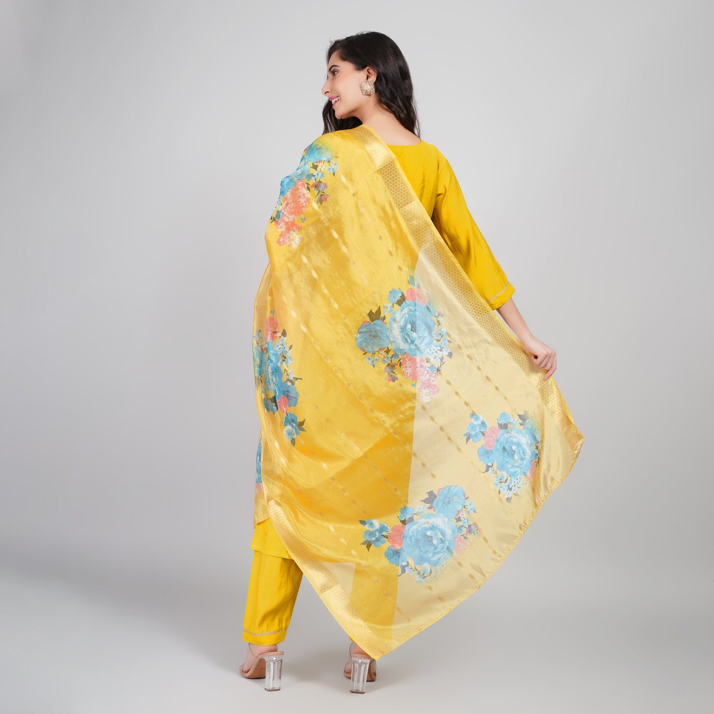 Yellow Mustard Organza Suit Set
