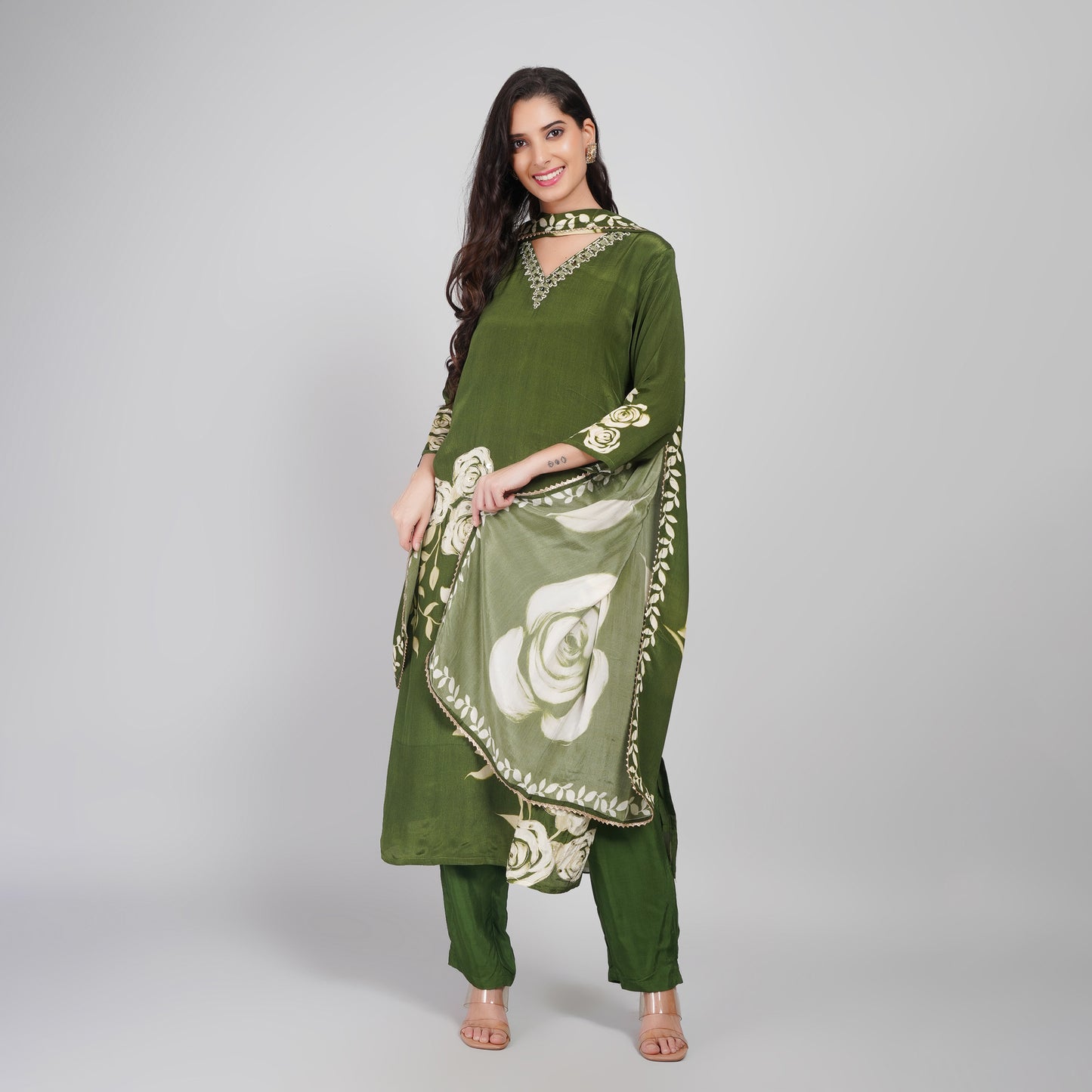Floral Cotton Suit Set with Dupatta
