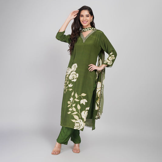 Floral Cotton Suit Set with Dupatta
