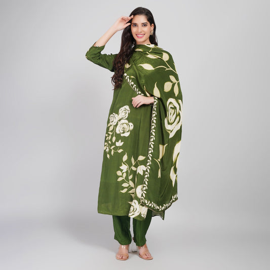 Floral Cotton Suit Set with Dupatta