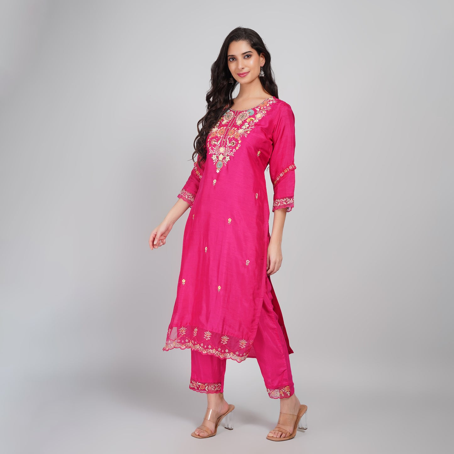 Designer Kurti Set with Moti & Organza Dupatta