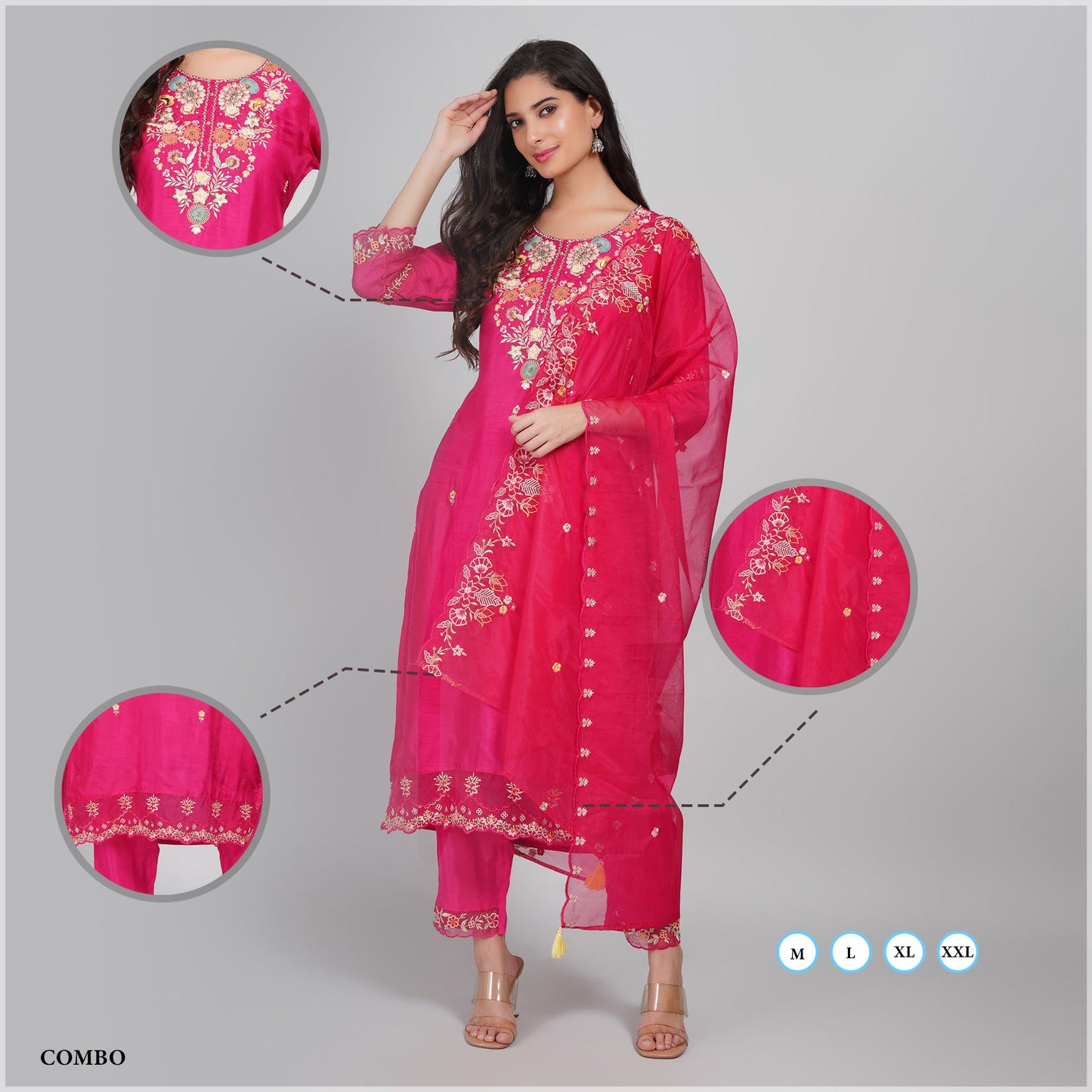 Designer Kurti Set with Moti & Organza Dupatta