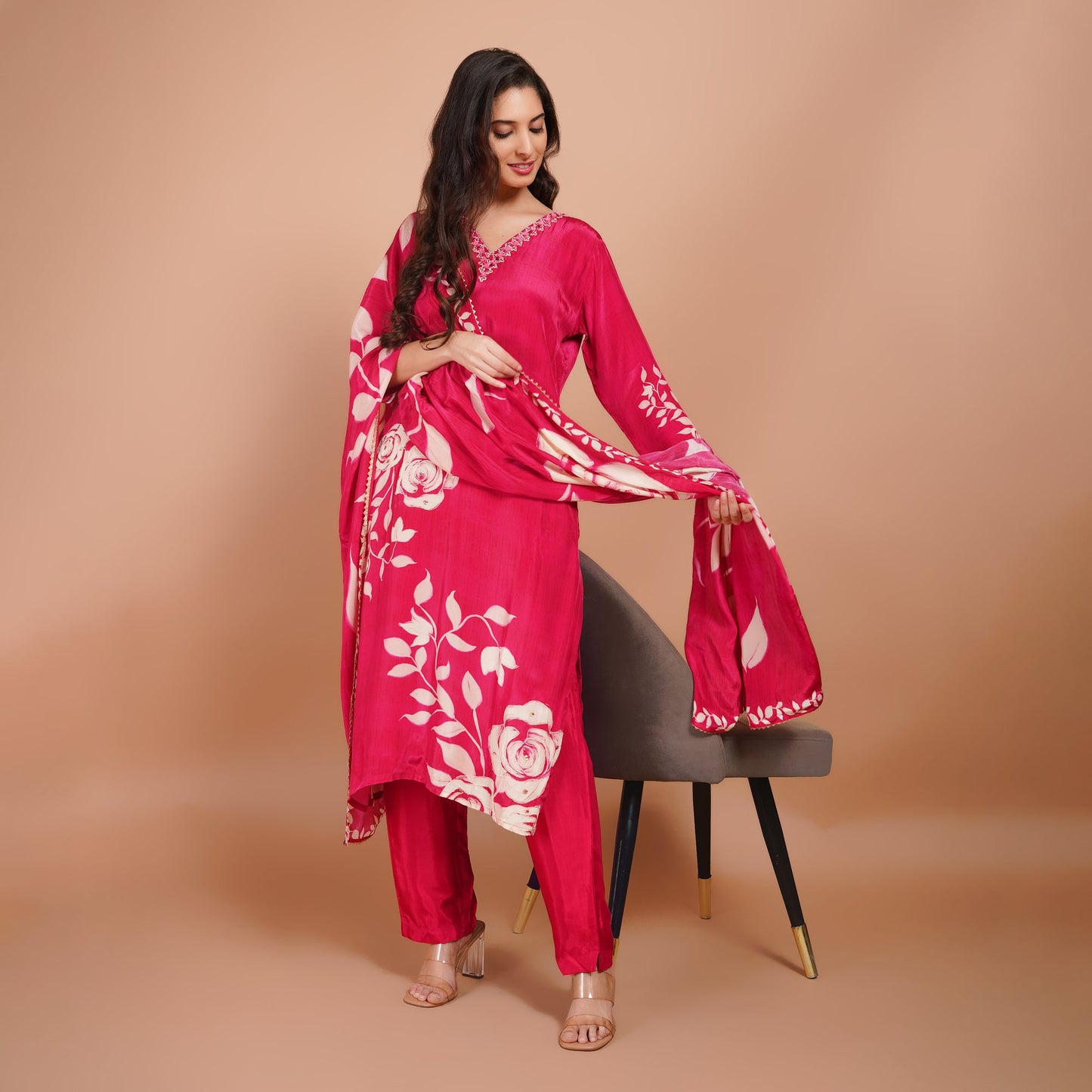 Floral Cotton Suit Set with Dupatta
