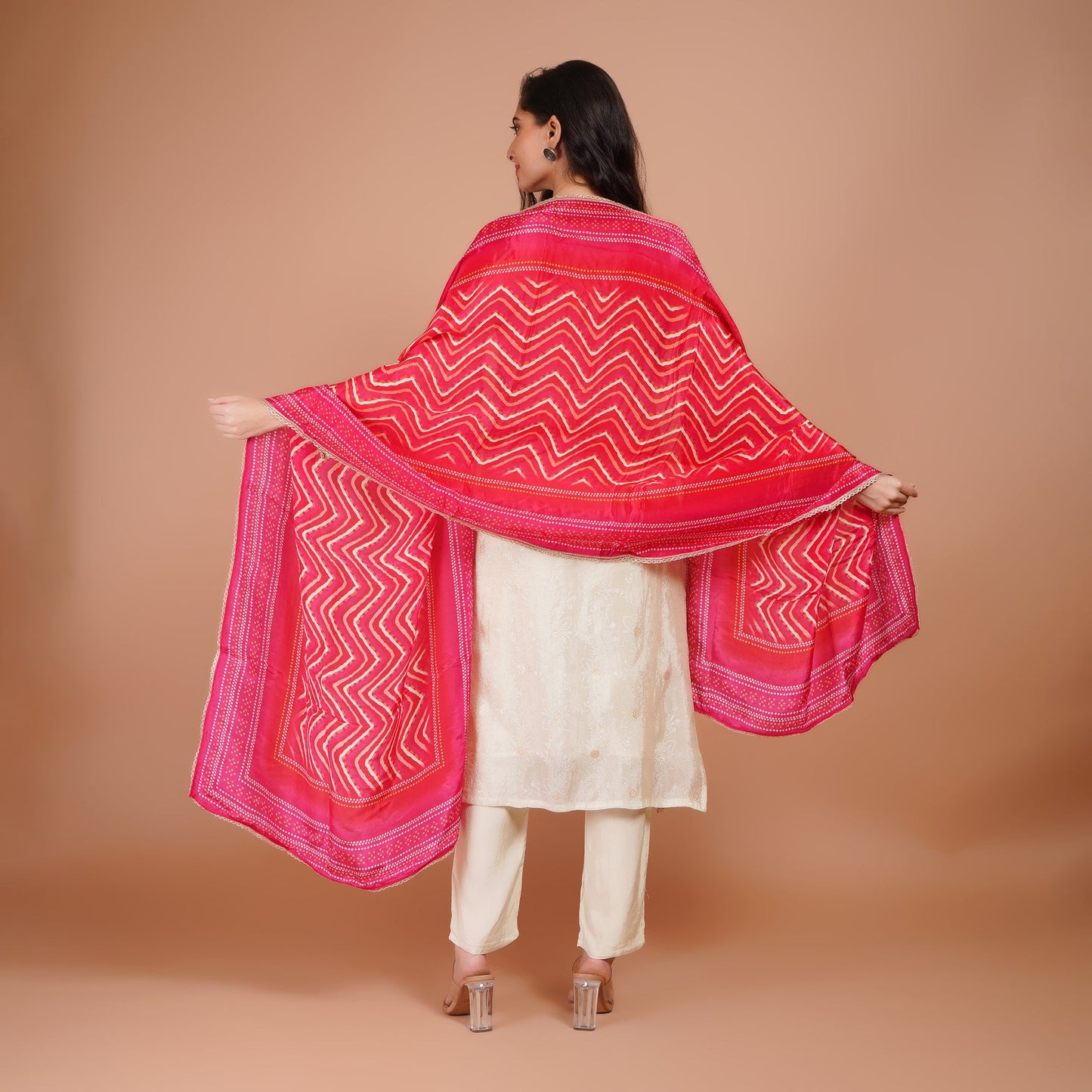 Cream Embroidered Silk Suit Set