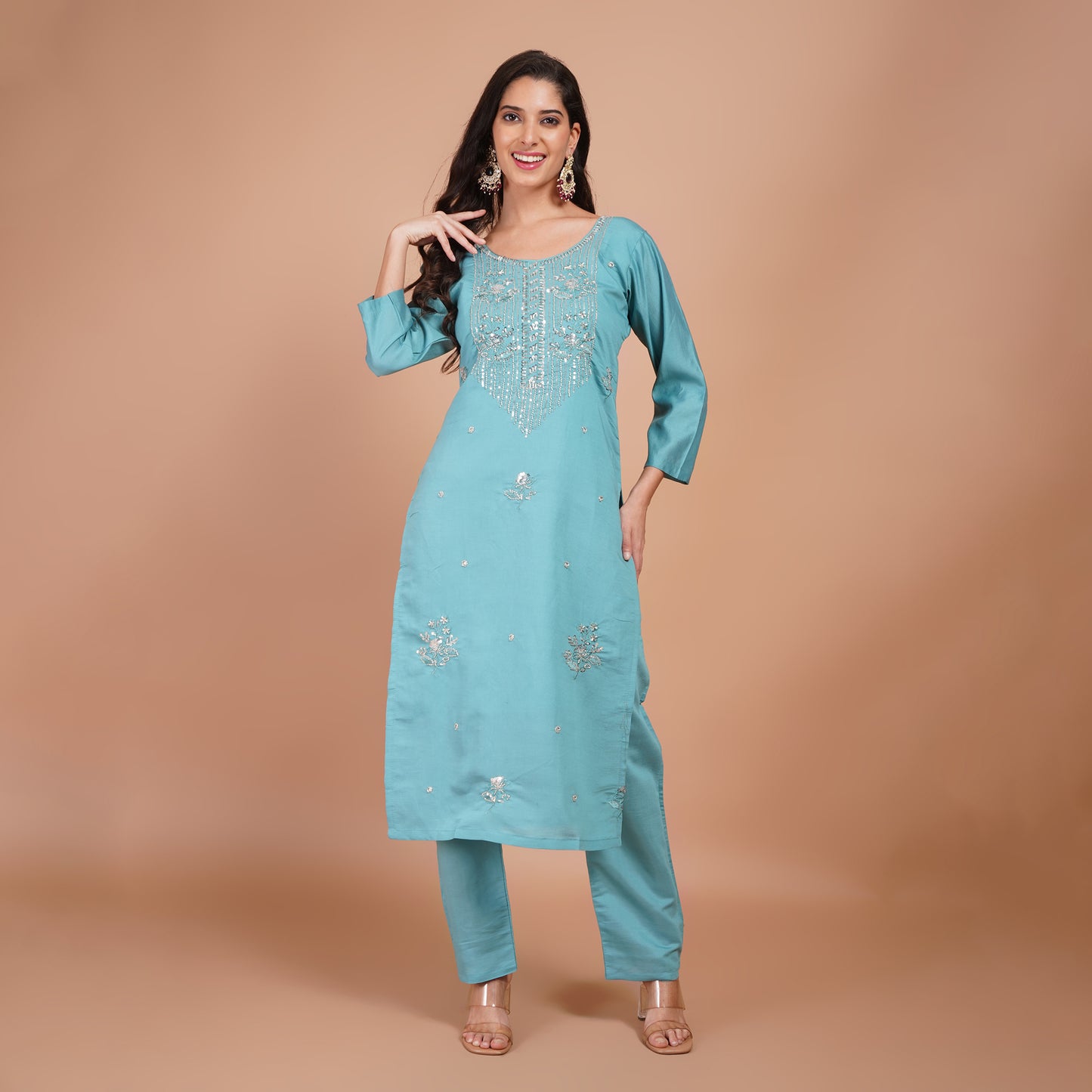 Sky Blue Organza with Dupatta