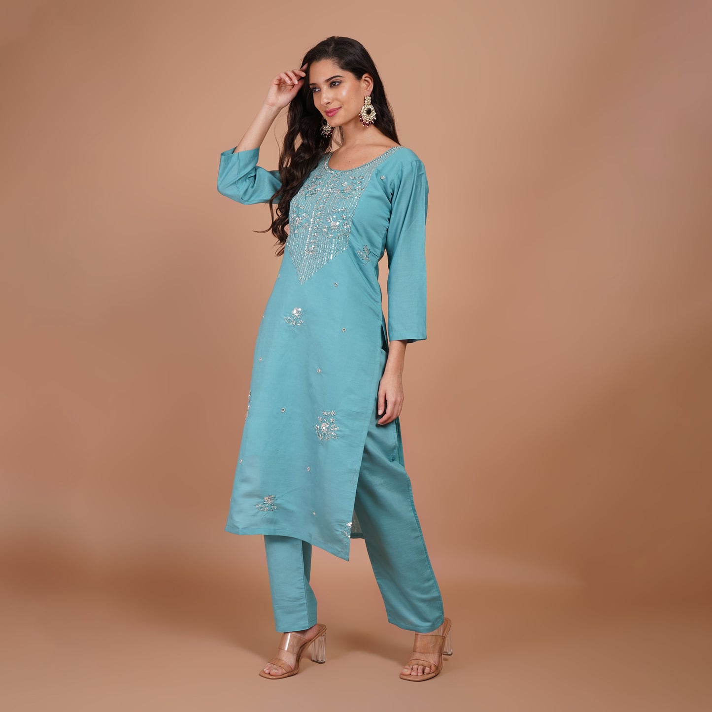 Sky Blue Organza with Dupatta