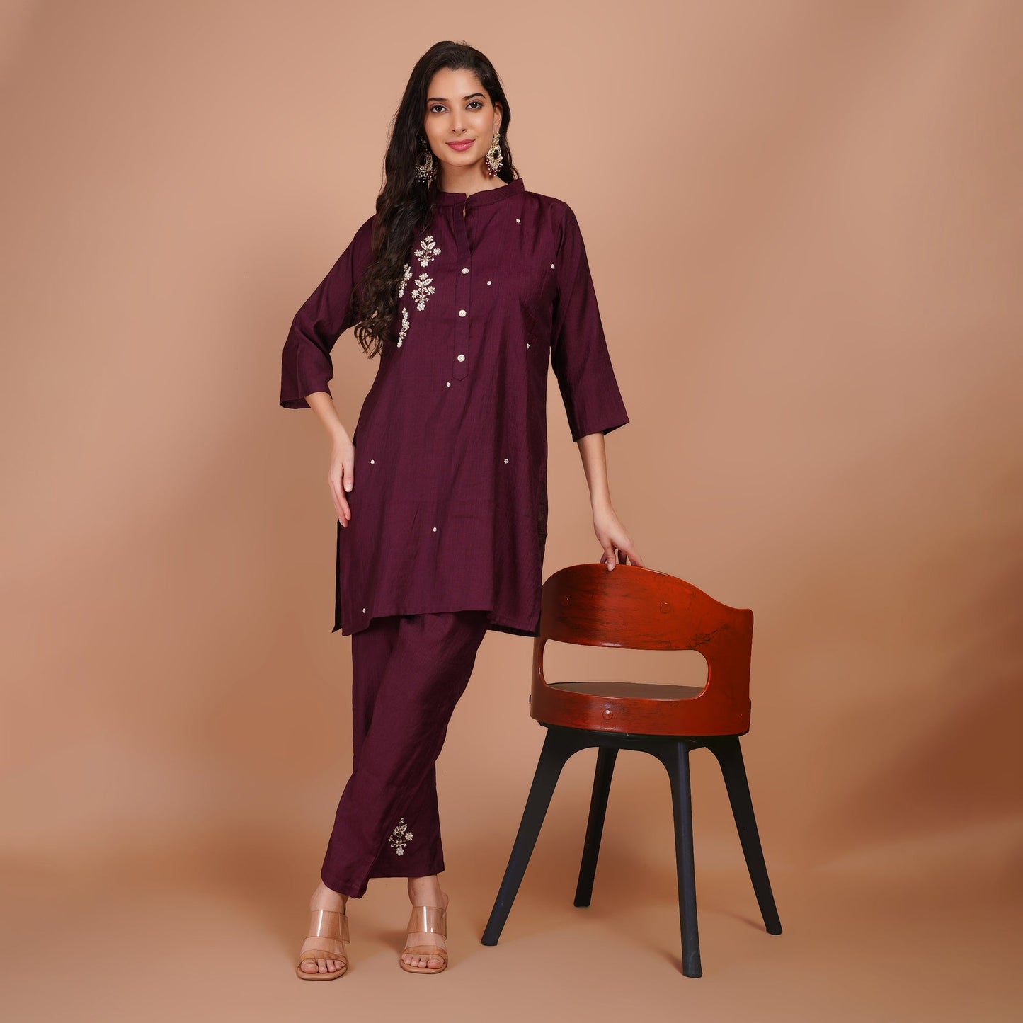 Purple Coord Set with Embroidery