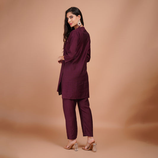 Purple Coord Set with Embroidery