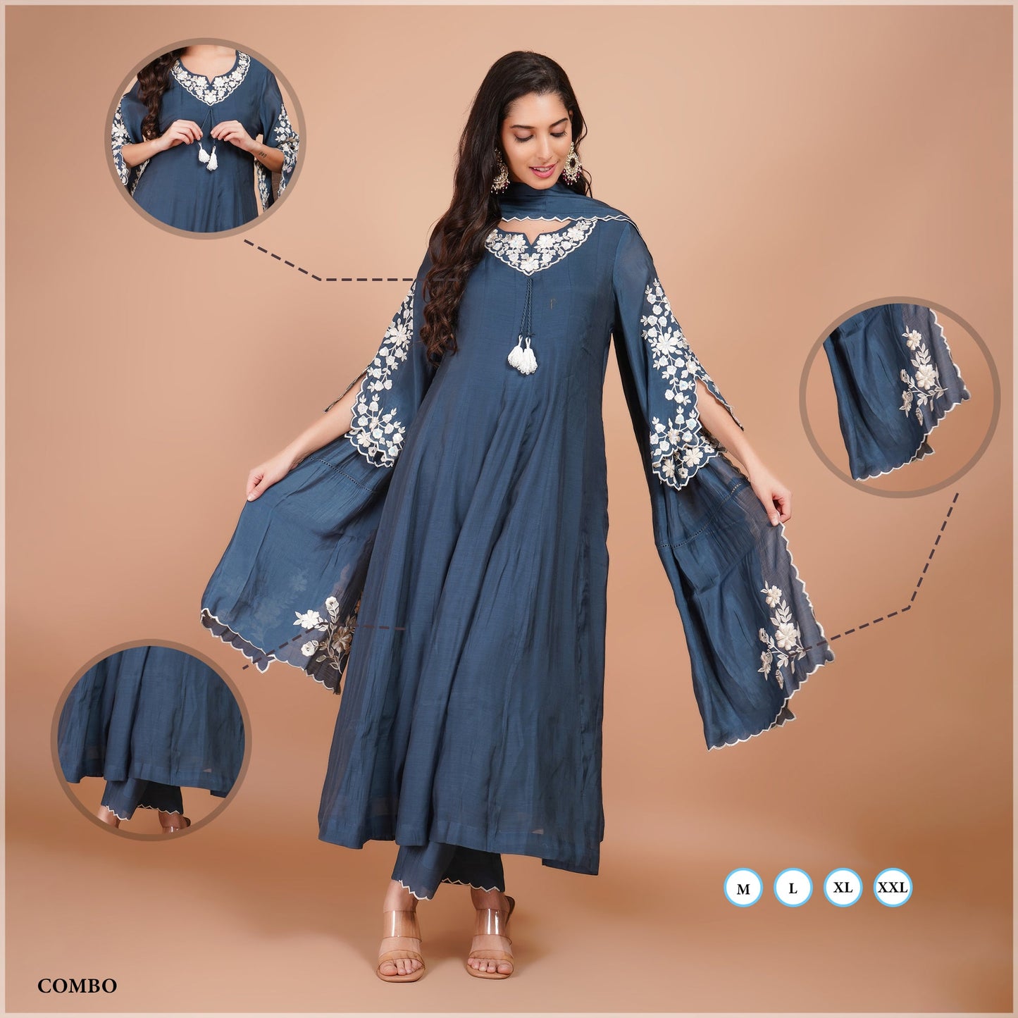 Rama Embroidered Anarkali Suit with Pant