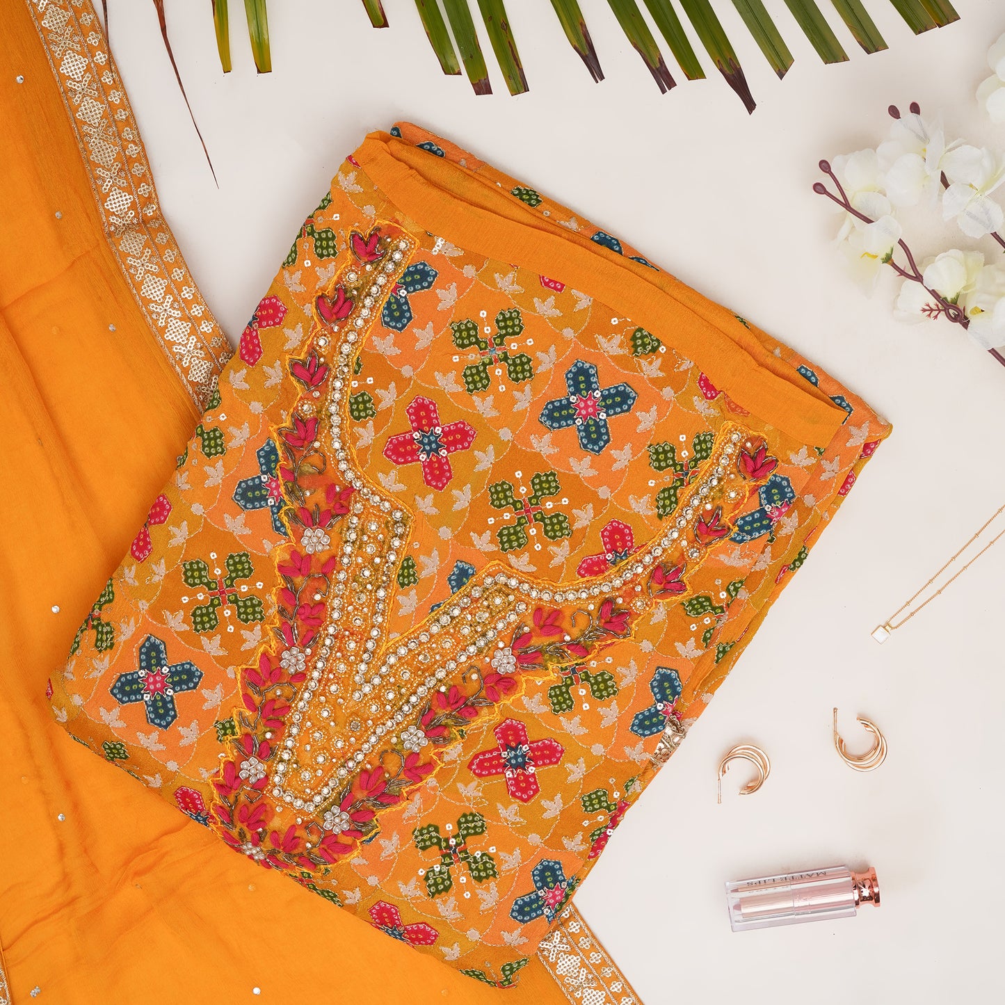 Unstitched Jari Moti Embroidery Suit Fabric