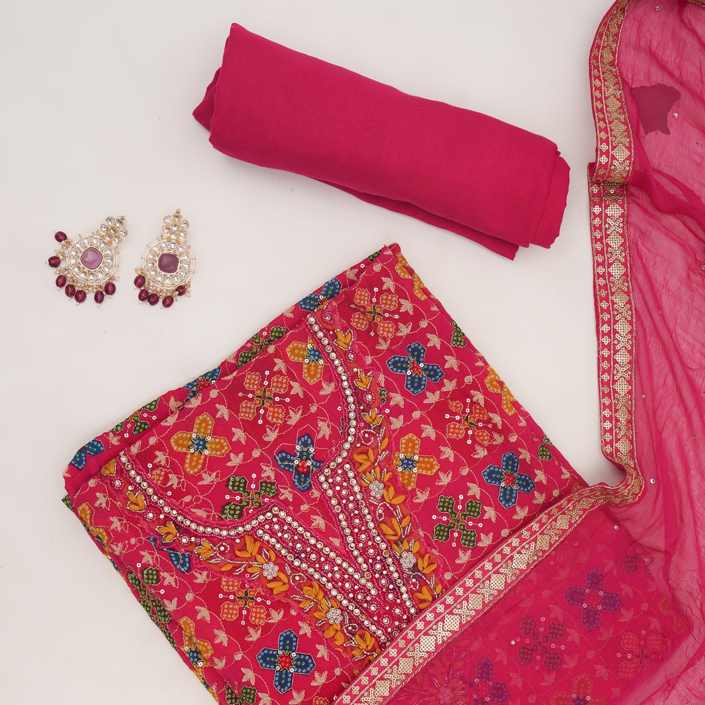 Unstitched Jari Moti Embroidery Suit Fabric