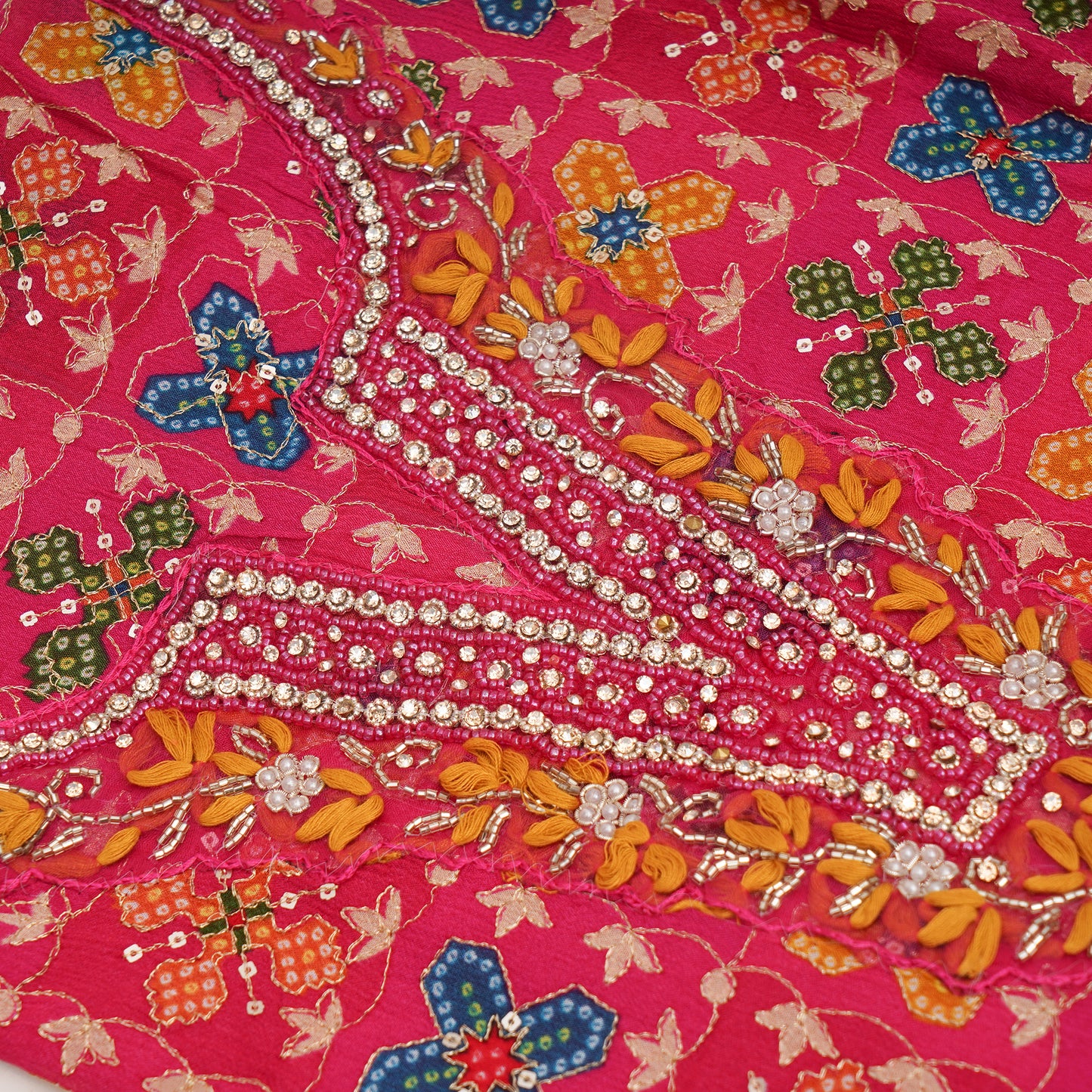 Unstitched Jari Moti Embroidery Suit Fabric