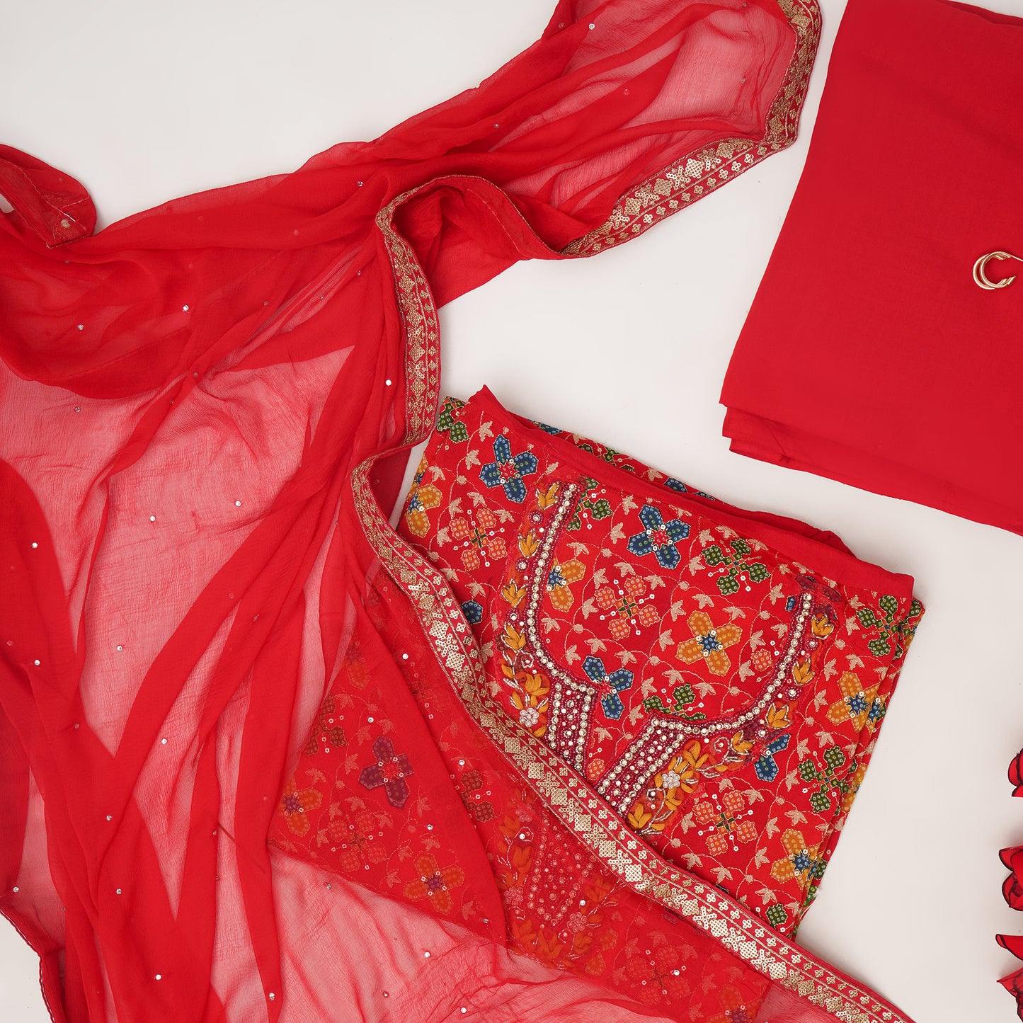 Unstitched Jari Moti Embroidery Suit Fabric