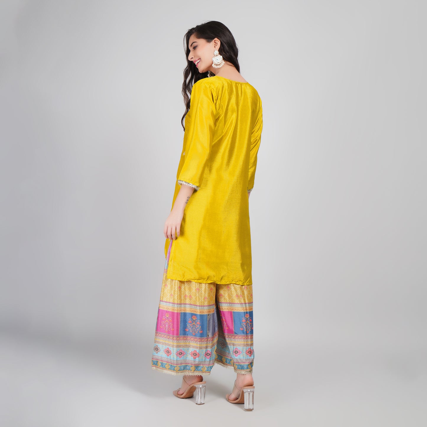 Mustard Silk Sharara Suit Set