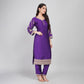 Purple Embroidery Suit with Heavy Dupatta & Pant