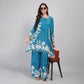 Blue Silk Kurta Palazzo Set with Cutdana Work