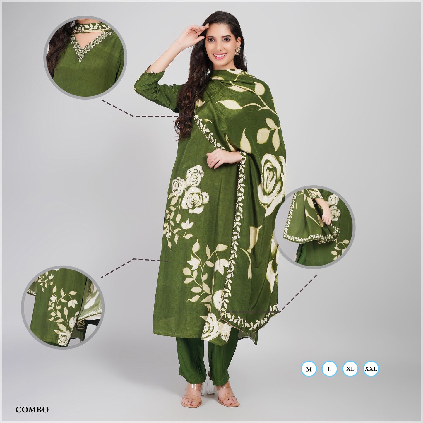 Floral Cotton Suit Set with Dupatta