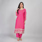 Hot Pink Silk Suit with Embroidery, Dupatta & Pant