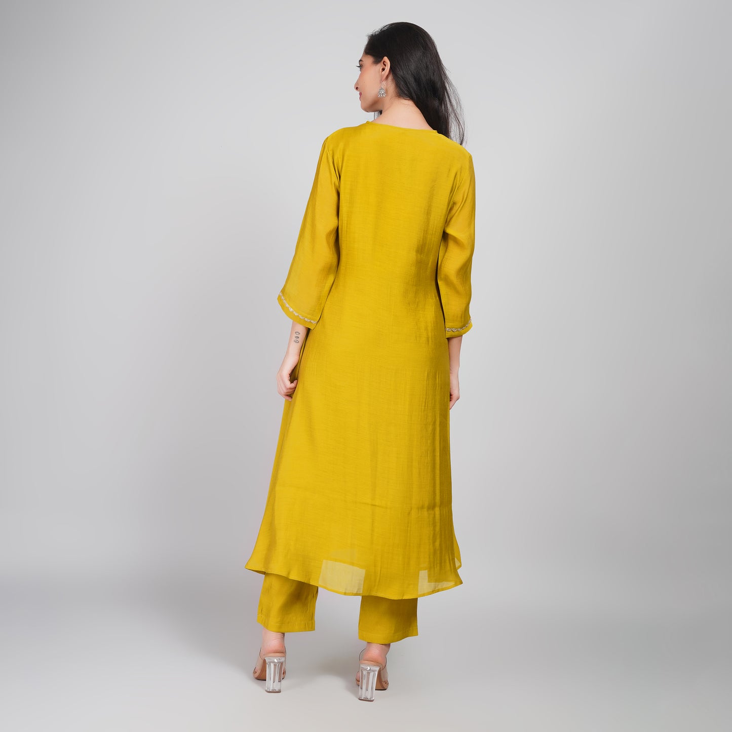 Stunning Yellow Ethnic Kurta Set with Banarasi Dupatta - Festive Look