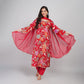 Red Floral Silk Suit with Dupatta