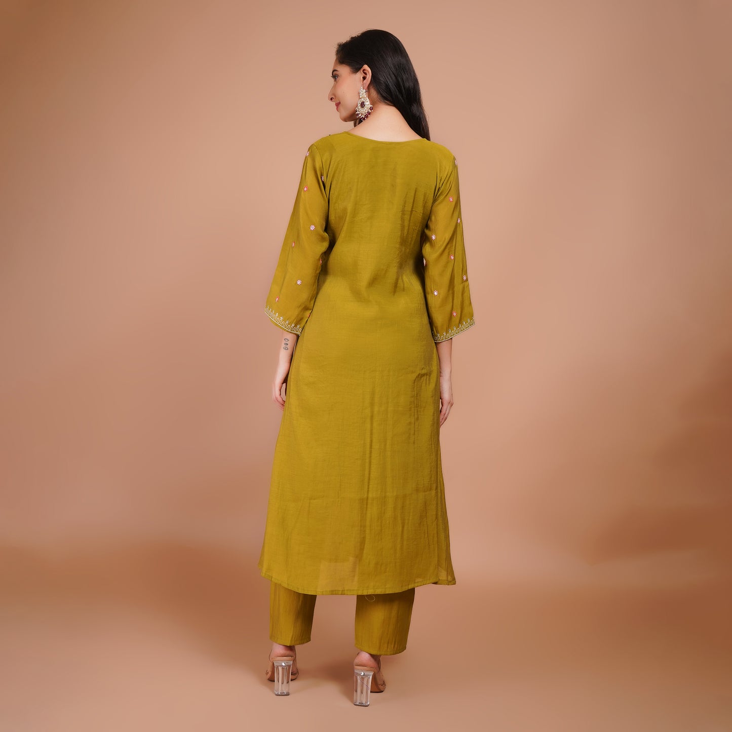 Anarkali Suit with Moti Embroidery & Dupatta