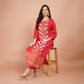 Red Jari Dabka Organza Kurti Set – Festive Wear