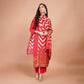Red White Chiffon Kurti Set with Moti Work