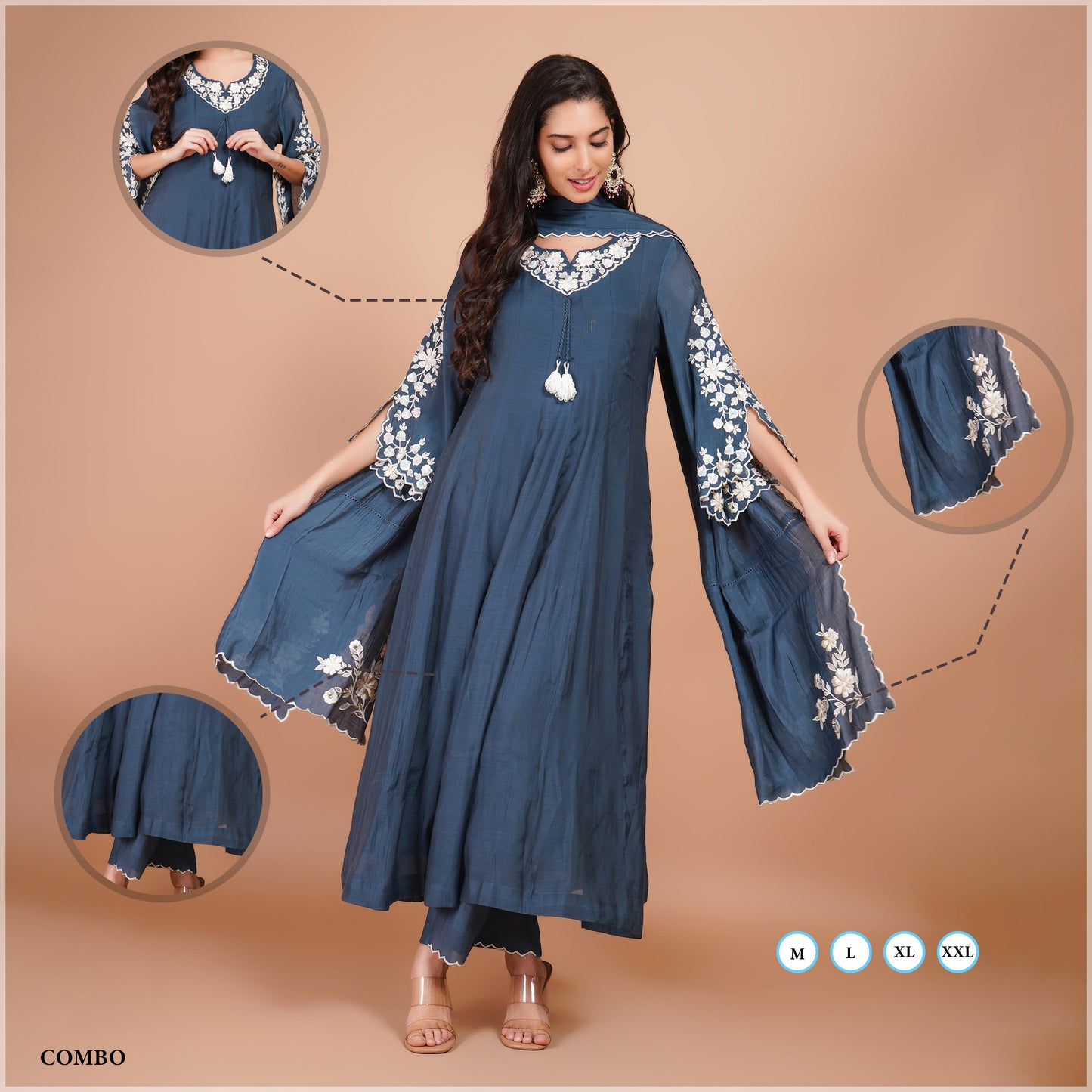 Rama Embroidered Anarkali Suit with Pant