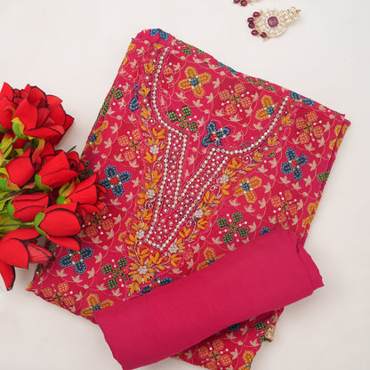 Unstitched Jari Moti Embroidery Suit Fabric