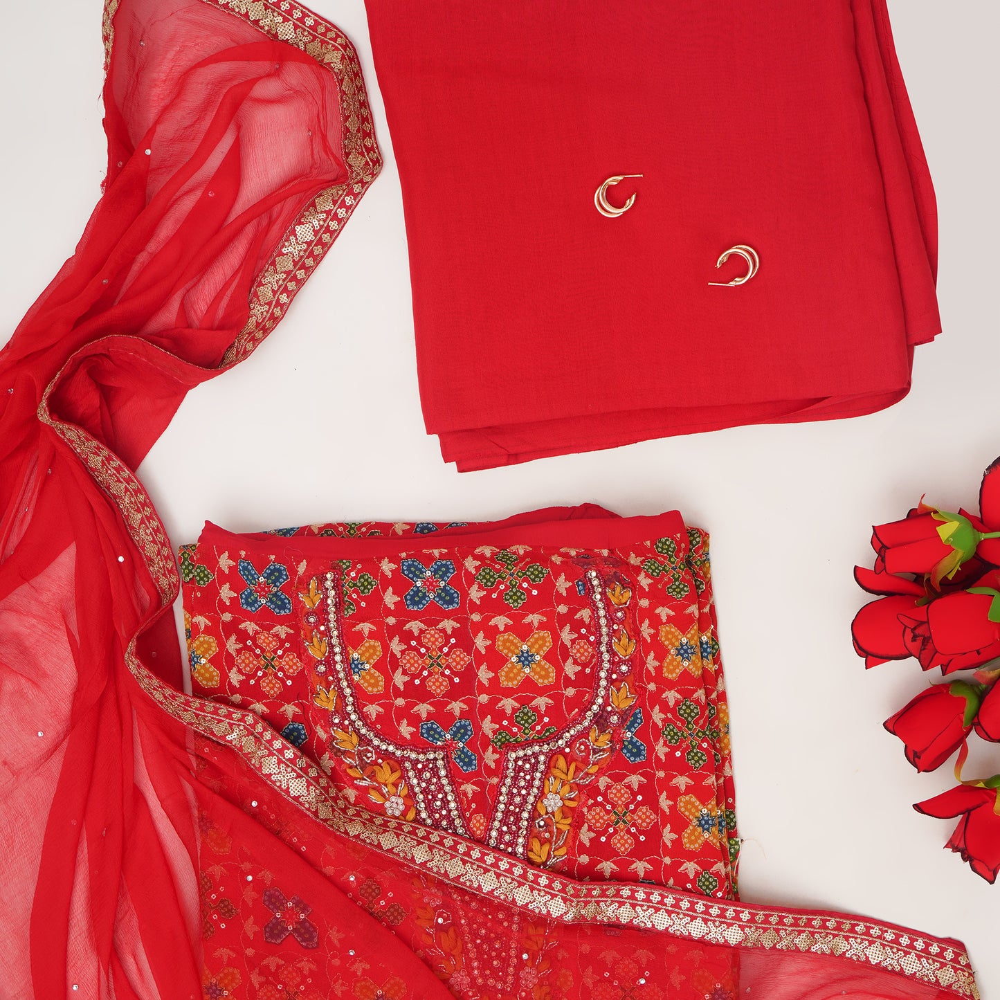 Unstitched Jari Moti Embroidery Suit Fabric